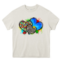 Cream autism hearts Heavy Core Tee - Zillion Design Studio