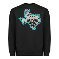 Black Texas Map Cowhide Turquoise Gemstone Heavyweight Sweatshirt - Bettercallsaul