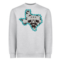 Heather Grey Texas Map Cowhide Turquoise Gemstone Heavyweight Sweatshirt - Bettercallsaul