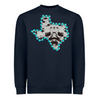 Navy Texas Map Cowhide Turquoise Gemstone Heavyweight Sweatshirt - Bettercallsaul