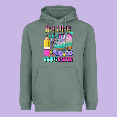 Rolling Into Kindergarten Heavyweight Hoodie Designed By Bundleandbundleshop