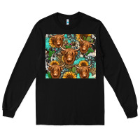 Black long haired shaggy cow western Long Sleeve Tee - Jasminsmagicworld