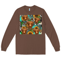 Chestnut long haired shaggy cow western Long Sleeve Tee - Jasminsmagicworld