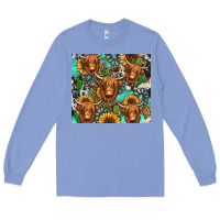 Colony Blue long haired shaggy cow western Long Sleeve Tee - Jasminsmagicworld