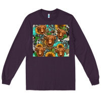 Plum long haired shaggy cow western Long Sleeve Tee - Jasminsmagicworld