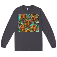 Smoke long haired shaggy cow western Long Sleeve Tee - Jasminsmagicworld