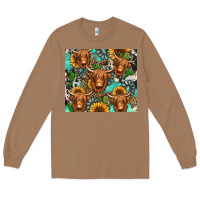 Toasted Coconut long haired shaggy cow western Long Sleeve Tee - Jasminsmagicworld