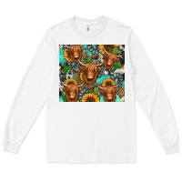 Long Haired Shaggy Cow Western Long Sleeve Tee | Teevron