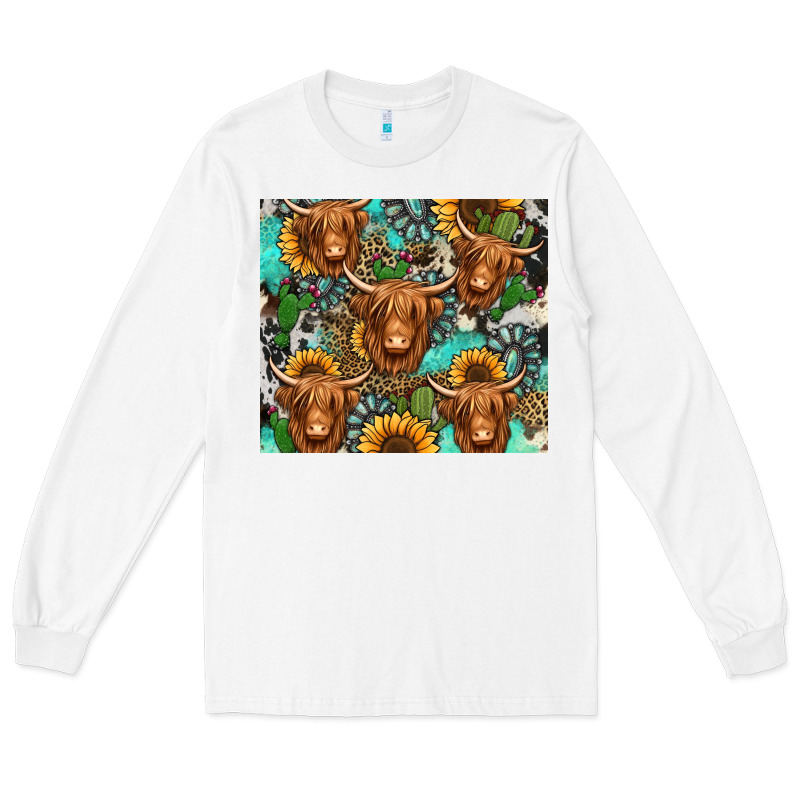 Long Haired Shaggy Cow Western Long Sleeve Tee by Jasminsmagicworld | Teevron
