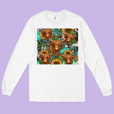 Long Haired Shaggy Cow Western Long Sleeve Tee Designed By Jasminsmagicworld