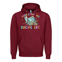 Burgundy books are my social life Zipper Hoodie - MaliasSmallBusiness