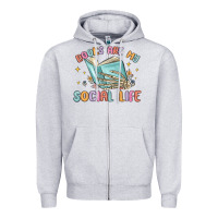 Heather Grey books are my social life Zipper Hoodie - MaliasSmallBusiness