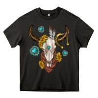 Asphalt western cow skull Heavy Core Tee - texasbilliewilder