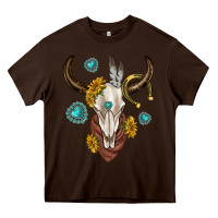 Chocolate Brown western cow skull Heavy Core Tee - texasbilliewilder