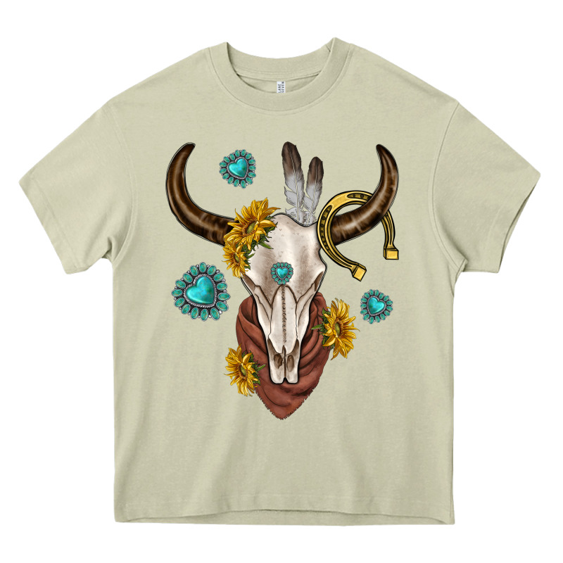 Western Cow Skull Heavy Core Tee by texasbilliewilder | Teevron