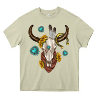 Mossy western cow skull Heavy Core Tee - texasbilliewilder