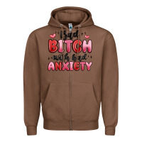 Chestnut bad bitch with bad anxiety Zipper Hoodie - MaliasSmallBusiness