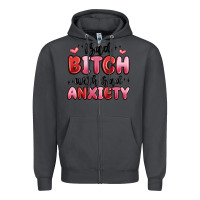 Smoke bad bitch with bad anxiety Zipper Hoodie - MaliasSmallBusiness