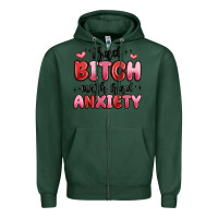 Sports Green bad bitch with bad anxiety Zipper Hoodie - MaliasSmallBusiness