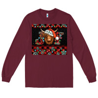 Burgundy joy shaggy cow christmas Long Sleeve Tee - Jasminsmagicworld