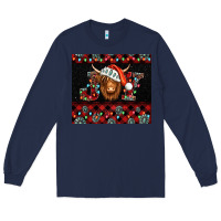 Navy joy shaggy cow christmas Long Sleeve Tee - Jasminsmagicworld