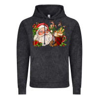 Vintage Black santa and hot cocoa cup Vintage Hoodie - FaDigitalArtStudio