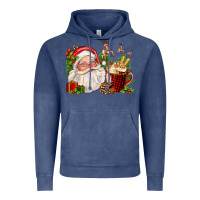Vintage Denim santa and hot cocoa cup Vintage Hoodie - FaDigitalArtStudio
