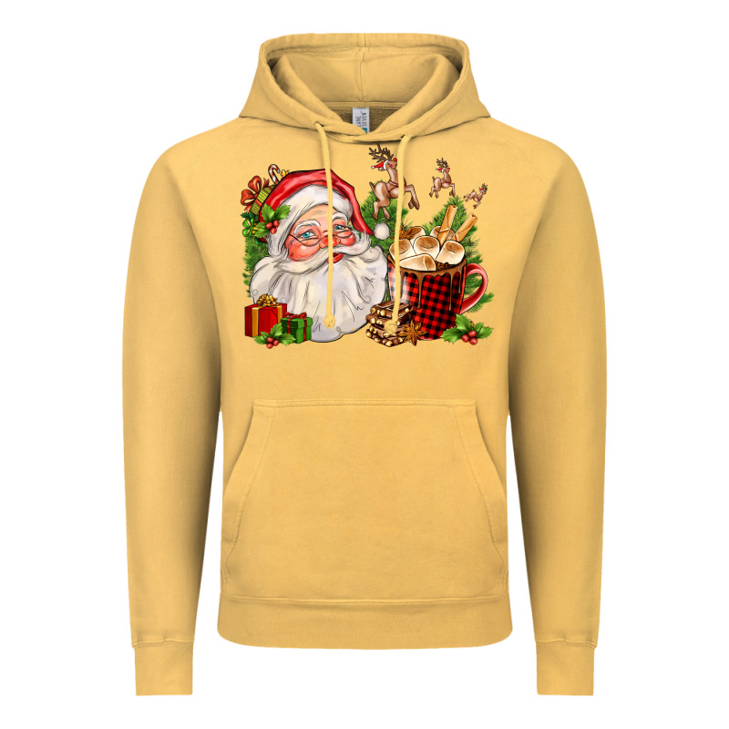 Santa And Hot Cocoa Cup Vintage Hoodie by FaDigitalArtStudio | Teevron