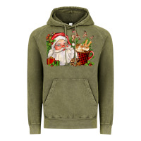 Vintage Olive santa and hot cocoa cup Vintage Hoodie - FaDigitalArtStudio