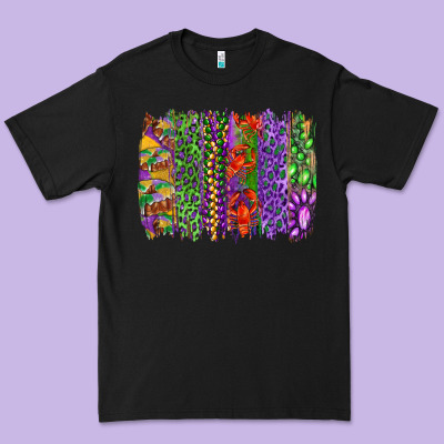 Premium Tee Mardi gras brush strokes king cake and craw fish