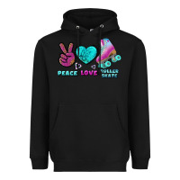 Black peace love roller skate Heavyweight Hoodie - BundleAndBundleShop