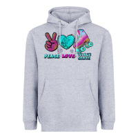 Heather Grey peace love roller skate Heavyweight Hoodie - BundleAndBundleShop