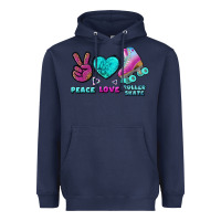 Navy peace love roller skate Heavyweight Hoodie - BundleAndBundleShop