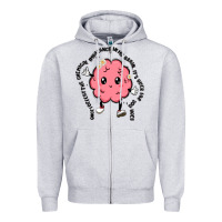Heather Grey brain Zipper Hoodie - MaliasSmallBusiness