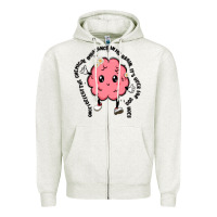 Oatmeal Heather brain Zipper Hoodie - MaliasSmallBusiness