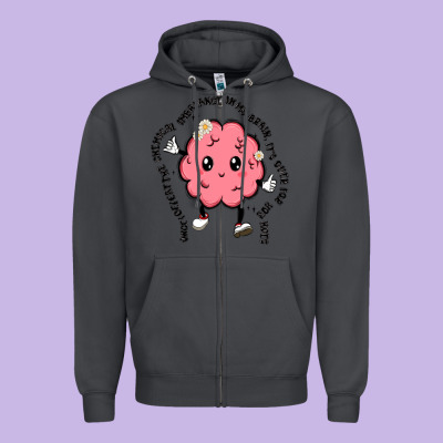 Brain Zipper Hoodie Designed By Maliassmallbusiness