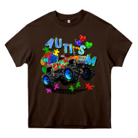 Chocolate Brown monster truck autism Heavy Core Tee - Zillion Design Studio