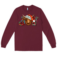 Burgundy joy christmas shaggy cow Long Sleeve Tee - Jasminsmagicworld