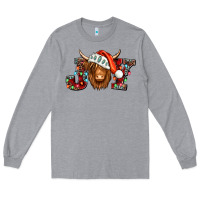 Heather Grey joy christmas shaggy cow Long Sleeve Tee - Jasminsmagicworld