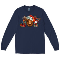 Navy joy christmas shaggy cow Long Sleeve Tee - Jasminsmagicworld