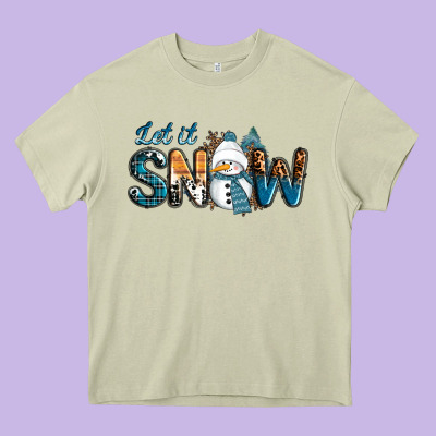 Let It Snow Snowman Heavy Core Tee Designed By Ranaportraitstore