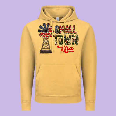 Small Town Usa Vintage Hoodie Designed By Cowhidedigitalart