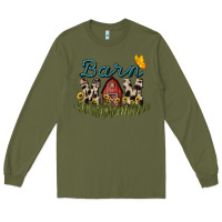 Army Green barn mom sunflower Long Sleeve Tee - NancyCooperArtShop