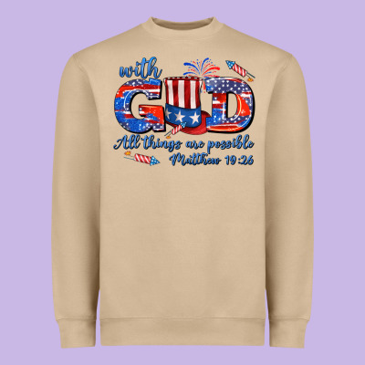 With God All Things Are Possible Usa Heavyweight Sweatshirt Designed By Adodesignshop