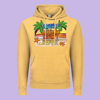 Sunrise Sunburn Sunset Repeat2 Vintage Hoodie Designed By Jahusdesignshop