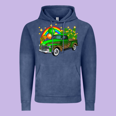 St Patricks Shamrock Gold Rainbow Balloon Candy Truck Vintage Hoodie Designed By Fadigitalartstudio