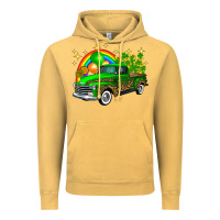 Vintage Mustard st patricks shamrock gold rainbow balloon candy truck Vintage Hoodie - FaDigitalArtStudio
