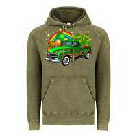 Vintage Olive st patricks shamrock gold rainbow balloon candy truck Vintage Hoodie - FaDigitalArtStudio