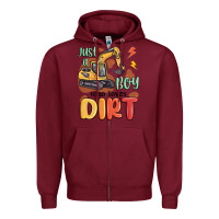 Burgundy just a boy who loves dirt Zipper Hoodie - MaliasSmallBusiness