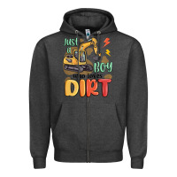 Charcoal Heather just a boy who loves dirt Zipper Hoodie - MaliasSmallBusiness